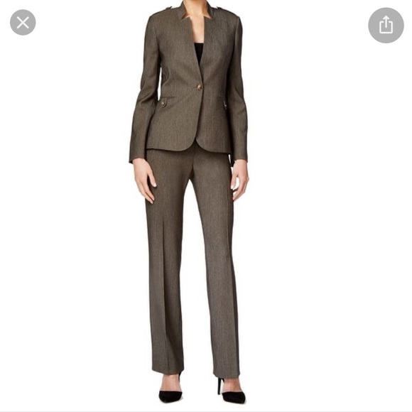 Tahari Jackets & Blazers - Tahari Solid Single Button Pant Suit Olive Green